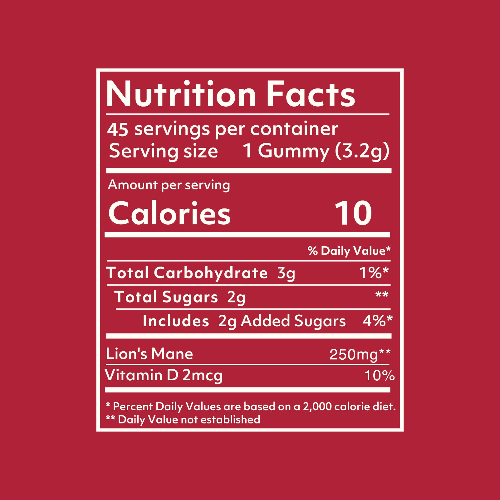 Kind focus gummies Nutrition facts